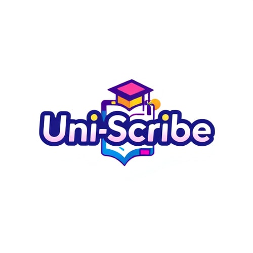 AI Design for Vibrant Gen Z logo for Uni-Scribe note-taking app; bold gradient colors, playful modern notebook or pen icon, dynamic shapes, academic accents like a graduation cap or paper, cool sans-serif font, and an energetic, eye-catching style
