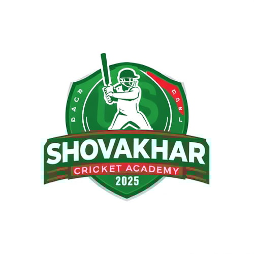 AI Design for make a SHOVAKHAR CRICKET ACADEMYESTD 2025 logo add playing cricket types green and red types