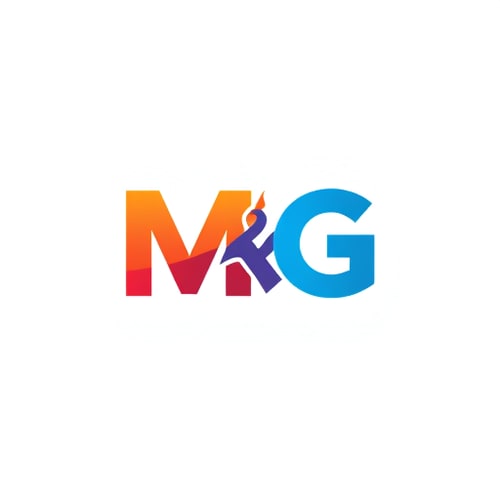 AI Design for i am create a logo to play a fonts in m and g some add element is graphic and printer