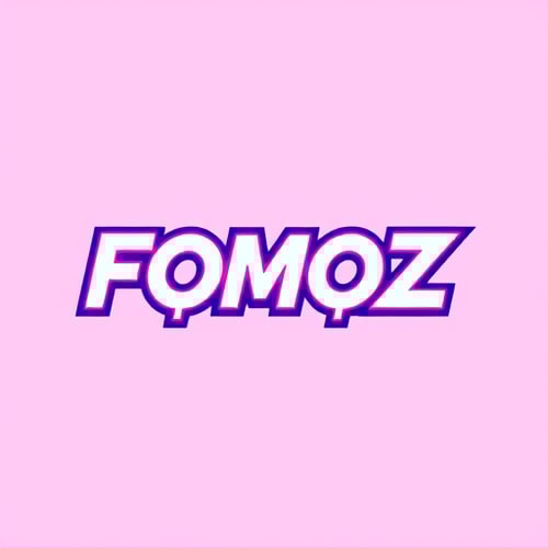 AI Design for Letterform logo for a Gen Z social media agency named "FOMOZ": the logo should visually represent the feeling of being left out and then being included/connected. The colors should be vibrant and energetic, incorporating trending Gen Z aesthetics like neon gradients or bold, contrasting colors. The typography should be modern, possibly with a slightly playful or dynamic sans-serif font. Design with an emphasis on digital-native aesthetics and meme culture, incorporating elements that suggest viral trends and online connectivity, such as subtle glitch effects, vibrant social media icons stylized into the letterforms, or a sense of dynamic movement. Execute with clean lines and a focus on digital readability across various platforms. Solid, vibrant background.