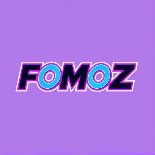 AI Design for Letterform logo for a Gen Z social media agency named "FOMOZ": the logo should visually represent the feeling of being left out and then being included/connected. The colors should be vibrant and energetic, incorporating trending Gen Z aesthetics like neon gradients or bold, contrasting colors. The typography should be modern, possibly with a slightly playful or dynamic sans-serif font. Design with an emphasis on digital-native aesthetics and meme culture, incorporating elements that suggest viral trends and online connectivity, such as subtle glitch effects, vibrant social media icons stylized into the letterforms, or a sense of dynamic movement. Execute with clean lines and a focus on digital readability across various platforms. Solid, vibrant background.