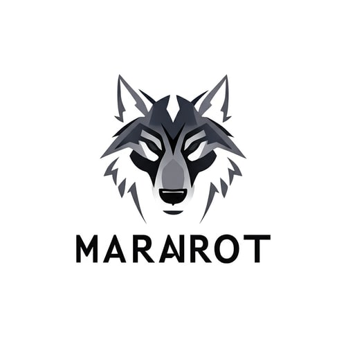 AI Design for wolf face should be in only grey colour and add word marriott
