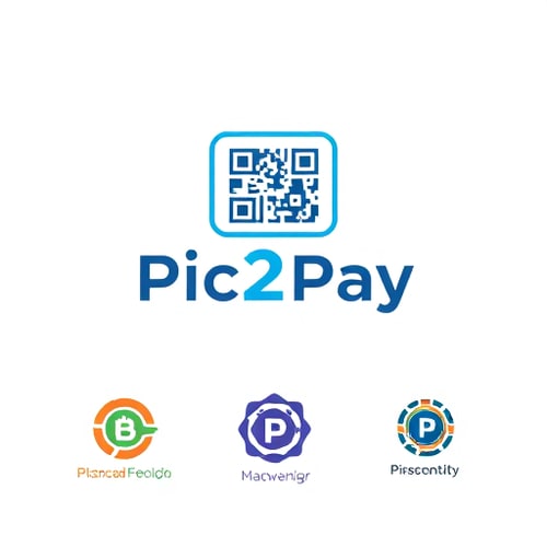 AI Design for a logo for payment app through scanning qr..app name is pic2pay some other relavant logos few more attractive ones 