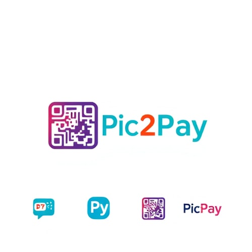 AI Design for a logo for payment app through scanning qr..app name is pic2pay some other relavant logos few more attractive ones 