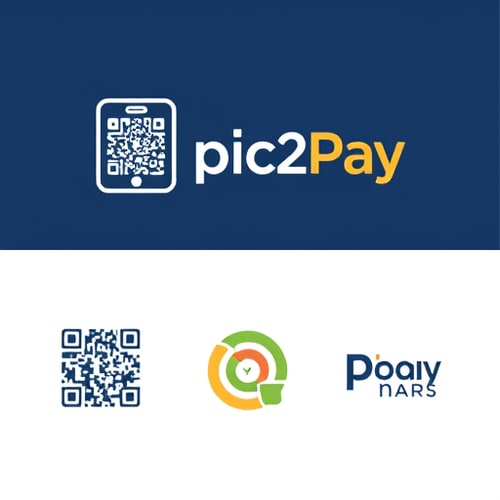 AI Design for a logo for payment mobile app through scanning qr..app name is pic2pay some other relavant logos few more attractive ones 