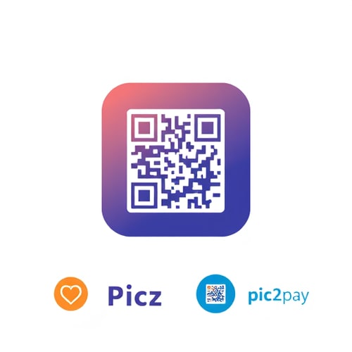 AI Design for a logo for payment app through scanning qr..app name is pic2pay some other relavant logos few more attractive ones