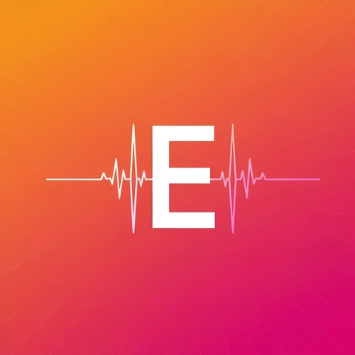 AI Design for A radiating E with pulse waves → signal strength + influence.
Palette: orange → pink gradient (energy + creativity).