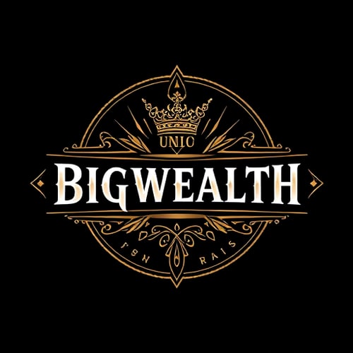 AI Design for Design a logo for name *BIgwealth* the backround should be black and it is a clothing shirt brand which defines confidnece , old money vibe 