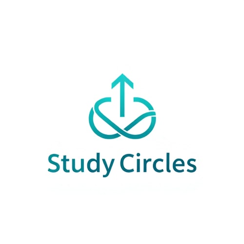 AI Design for Minimalist logo for a group study app named "Study Circles": Abstract interlocking circles forming an upward arrow, Teal color palette, Clean and modern sans-serif font. Design inspired by connection and growth, featuring smooth gradients and subtle depth, with a transparent background.