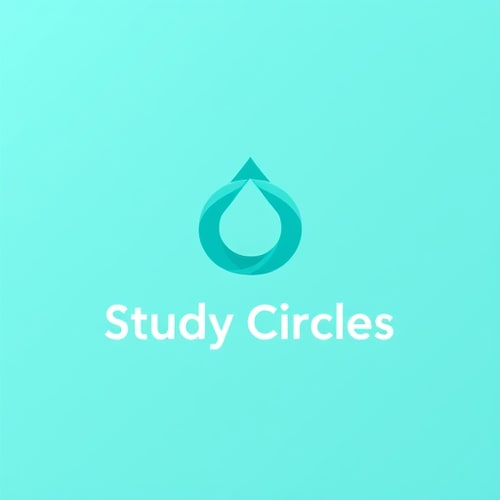 AI Design for Minimalist logo for a group study app named "Study Circles": Abstract interlocking circles forming an upward arrow, Teal color palette, Clean and modern sans-serif font. Design inspired by connection and growth, featuring smooth gradients and subtle depth, with a transparent background.