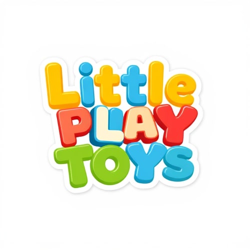 AI Design for 3D emblem for a toy and gift store named "Little Play Toys": A whimsical, interlocking 3D lettermark formed by playful, rounded shapes reminiscent of building blocks, with a subtle, stylized toy character peeking out from behind. Vibrant and friendly, with a primary color palette of sunny yellow, sky blue, and a playful pops of red and green, complemented by soft, creamy white accents. Bold, rounded, and slightly chunky sans-serif typography for "Little Play Toys" that feels approachable and child-friendly. Design in a modern, playful, and slightly cartoonish style, inspired by classic wooden toys and modern 3D animation. Visual execution featuring soft shadows, subtle highlights to enhance the 3D effect, and a clean, slightly glossy finish for all elements. Plain, white background.