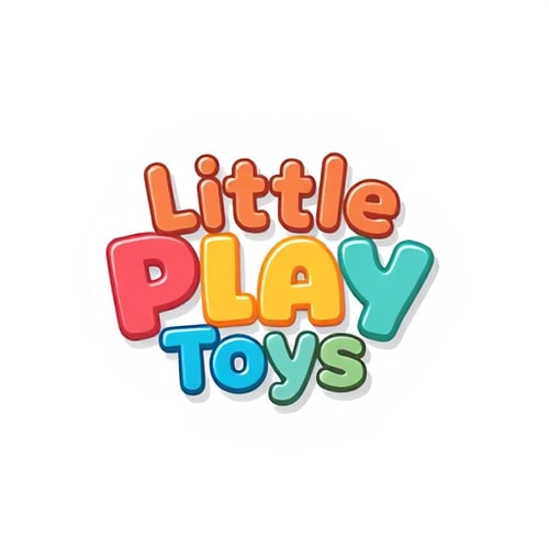 AI Design for Create a 3D icon, symbol logo for a toy and gift store named "Little Play Toys": Design in a modern, playful, and slightly cartoonish style, inspired by classic wooden toys and modern 3D animation. Visual execution featuring soft shadows, subtle highlights to enhance the 3D effect, and a clean, slightly glossy finish for all elements. Plain, white background.