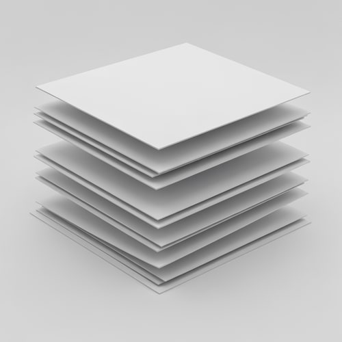 AI Design for Overlapping sheets forming an E (symbol of organization and layering).