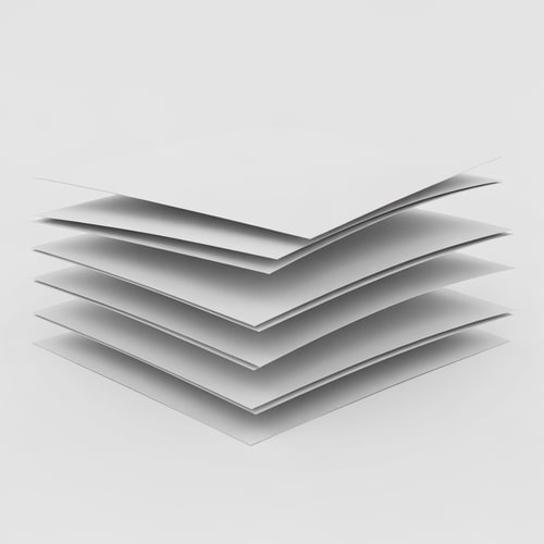 AI Design for Overlapping sheets forming an E (symbol of organization and layering).