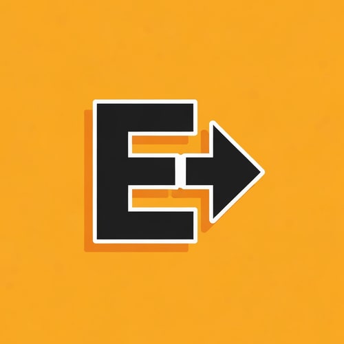 AI Design for A bold E with a forward-moving arrow (symbol of execution).