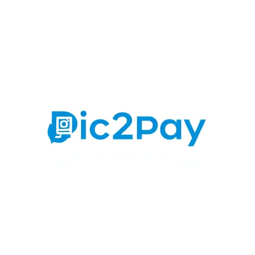 AI Design for create a logo for online payment app (payment done by scanning qr) for mobile by including white and blue colors app name is pic2pay.
