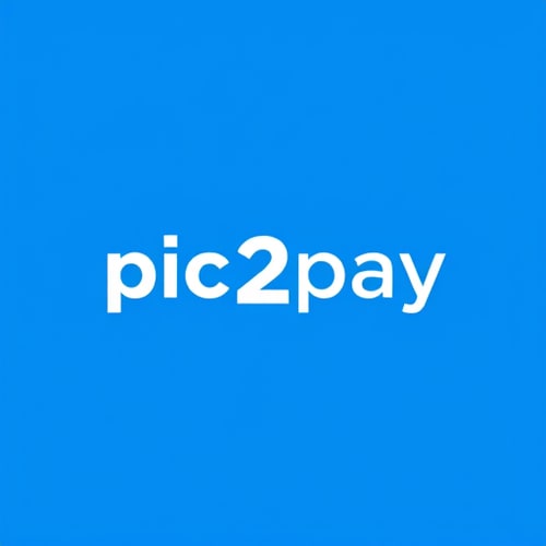 AI Design for create a logo for online payment app (payment done by scanning qr) for mobile by including white and blue colors app name is pic2pay.