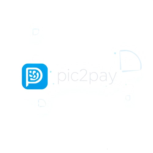 AI Design for create a logo for online payment app (payment done by scanning qr) for mobile by including white and blue colors app name is pic2pay.
