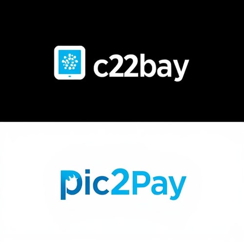 AI Design for create a logo for online payment app (payment done by scanning qr) for mobile by including white and blue colors app name is pic2pay.