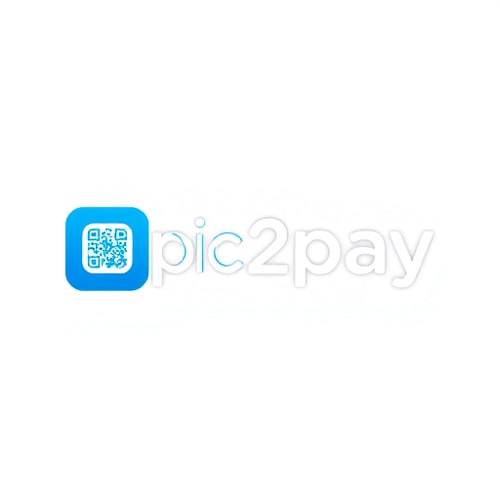 AI Design for create a logo for online payment app (payment done by scanning qr) for mobile by including white and blue colors app name is pic2pay.