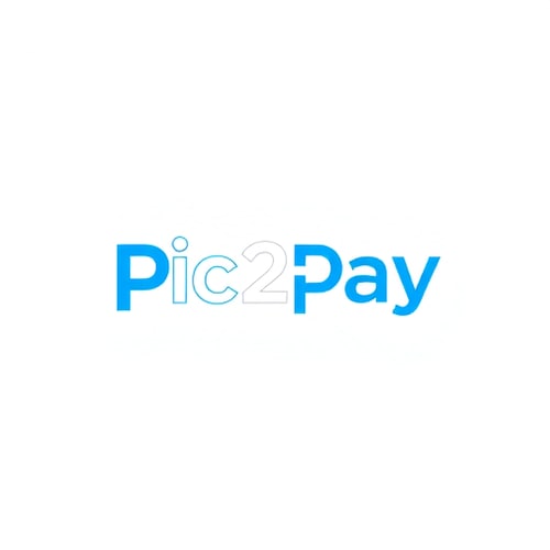 AI Design for create a logo for online payment app (payment done by scanning qr) for mobile by including white and blue colors app name is pic2pay.