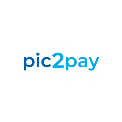 AI Design for create a logo for online payment app (payment done by scanning qr) for mobile by including white and blue colors app name is pic2pay.