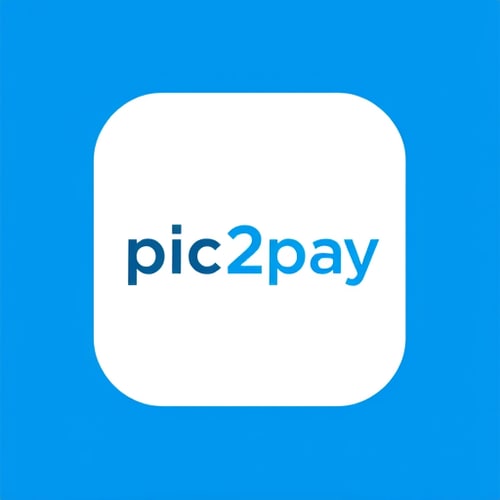 AI Design for create a logo for online payment app (payment done by scanning qr) for mobile by including white and blue colors app name is pic2pay.