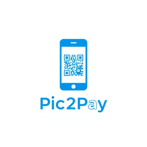 AI Design for create a logo for online payment app (payment done by scanning qr) for mobile by including white and blue colors app name is pic2pay.include a mobile with qr highlighting one p and 2paybelow