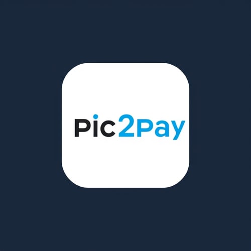AI Design for create a logo for online payment app (payment done by scanning qr) for mobile by including white and blue colors app name is pic2pay.
