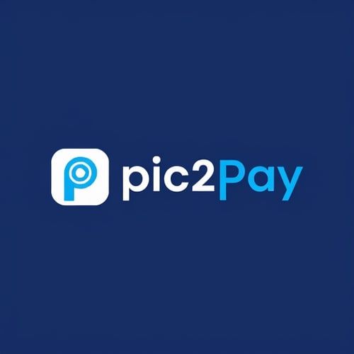 AI Design for create a logo for online payment app (payment done by scanning qr) for mobile by including white and blue colors app name is pic2pay.