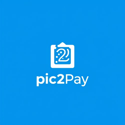 AI Design for create a logo for online payment app (payment done by scanning qr) for mobile by including white and blue colors app name is pic2pay.