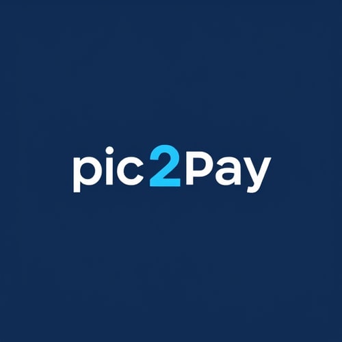 AI Design for create a logo for online payment app (payment done by scanning qr) for mobile by including white and blue colors app name is pic2pay.