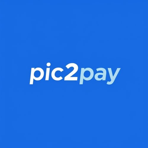 AI Design for create a logo for online payment app (payment done by scanning qr) for mobile by including white and blue colors app name is pic2pay.