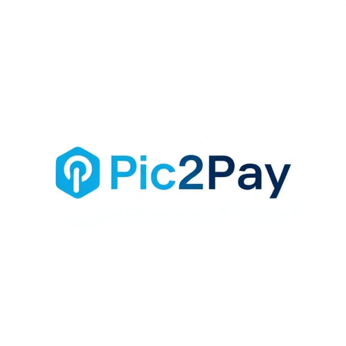 AI Design for Let’s get creative and make Pic2Pay stand out with a unique and meaningful logo that represents innovation and simplicity in digital payments.with white and blue colors