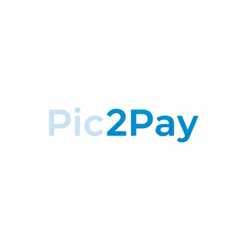 AI Design for create a logo for online payment app (payment done by scanning qr) for mobile by including white and blue colors app name is pic2pay.