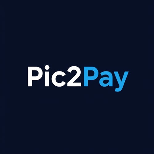 AI Design for Let’s get creative and make Pic2Pay stand out with a unique and meaningful logo that represents innovation and simplicity in digital payments.with white and blue colors