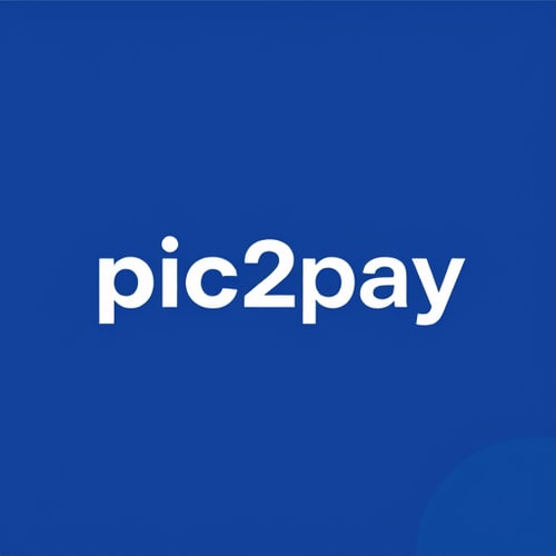 AI Design for create a logo for online payment app (payment done by scanning qr) for mobile by including white and blue colors app name is pic2pay