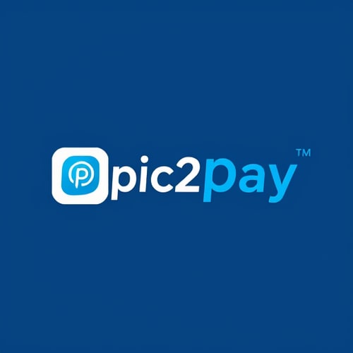 AI Design for create a logo for online payment app (payment done by scanning qr) for mobile by including white and blue colors app name is pic2pay