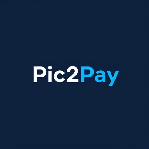 AI Design for Let’s get creative and make Pic2Pay stand out with a unique and meaningful logo that represents innovation and simplicity in digital payments.with white and blue colors