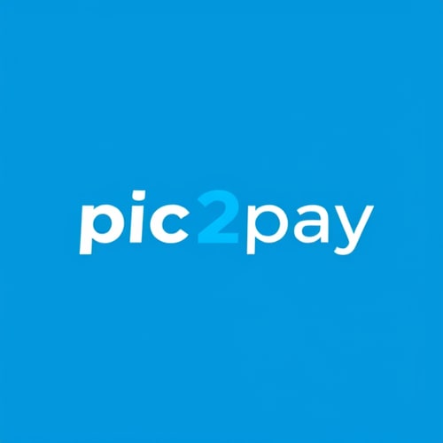 AI Design for create a logo for online payment app (payment done by scanning qr) for mobile by including white and blue colors app name is pic2pay.