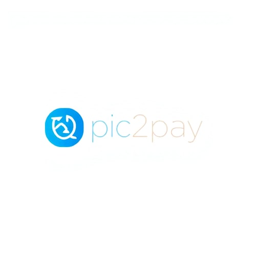 AI Design for create a logo for online payment app (payment done by scanning qr) for mobile by including white and blue colors app name is pic2pay.