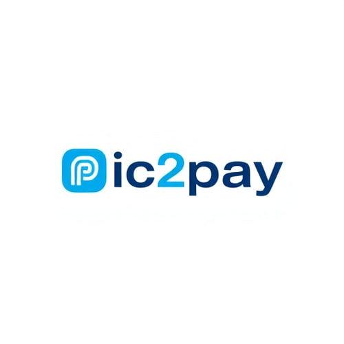 AI Design for create a logo for online payment app (payment done by scanning qr) for mobile by including white and blue colors app name is pic2pay