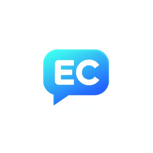 AI Design for A modern, minimal flat logo design of a chat bubble icon containing the bold letters ‘EC’. Clean vector style, smooth rounded edges, gradient colors (blue and green), futuristic and friendly look. Suitable for an app icon and startup branding. White background, no extra text, no shadows, no 3D effects, SVG style.”