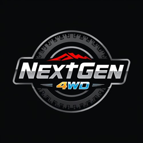 AI Design for I’ve just launched a company called “NextGen 4WD” that designs and manufactures innovative off-road and camping accessories here in Australia, and I need a logo that captures that forward-thinking spirit. The look I’m after is unmistakably modern and sleek—think polished chrome or deep black tones—yet I’m happy to see your professional twists on the palette if it helps the mark stand out on web storefronts, product packaging and vehicle wraps.in HD in logo add also a jeep tyre