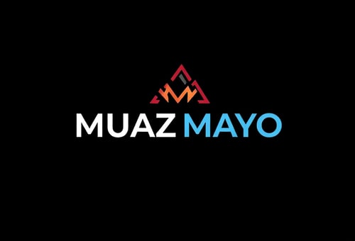 AI Design for give me a professional design for computer desktop wallpaper black background and contrast colour Name :"MUAZ MAYO" RE DESIGN