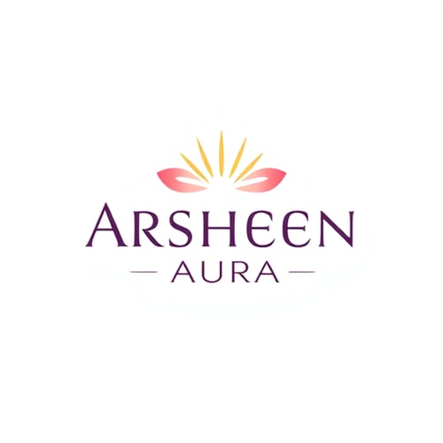 AI Design for logo design for a cosmetic product brand named , Arheen Aura and the word Arsheen Aura must look like a single word while they still hold a separate position for the viewer's eyes