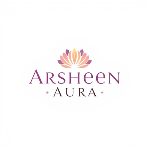 AI Design for logo design for a cosmetic product brand named , Arheen Aura and the word Arsheen Aura must look like a single word while they still hold a separate position for the viewer's eyes
