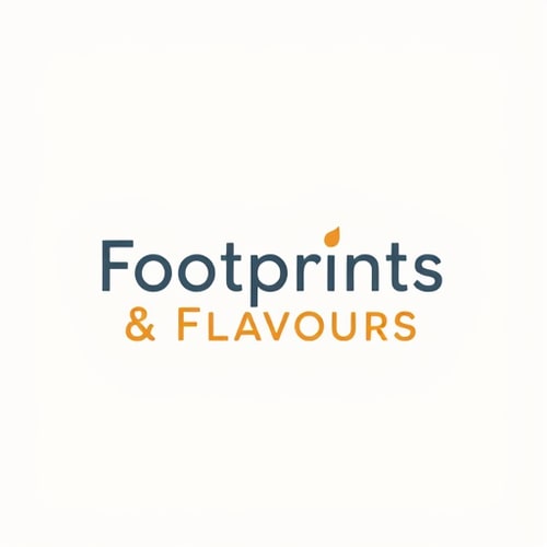 AI Design for travel blog "Footprints & Flavours": a bold, compressed, and modern sans-serif lettermark where the "F" is common 