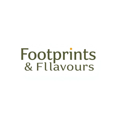 AI Design for travel blog "Footprints & Flavours": a bold, compressed, and modern sans-serif lettermark where the "F" is common 