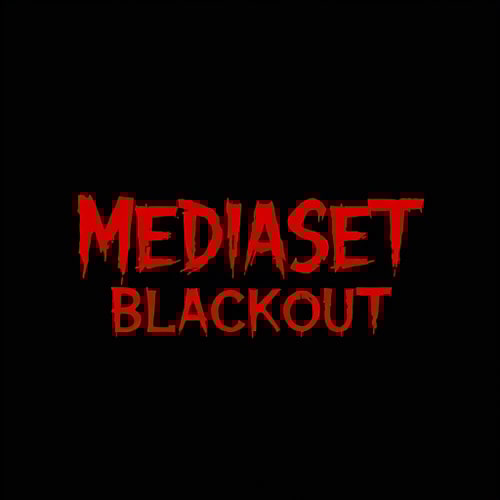 AI Design for logo for horror game, text, scary red font "MEDIASET BLACKOUT"ù